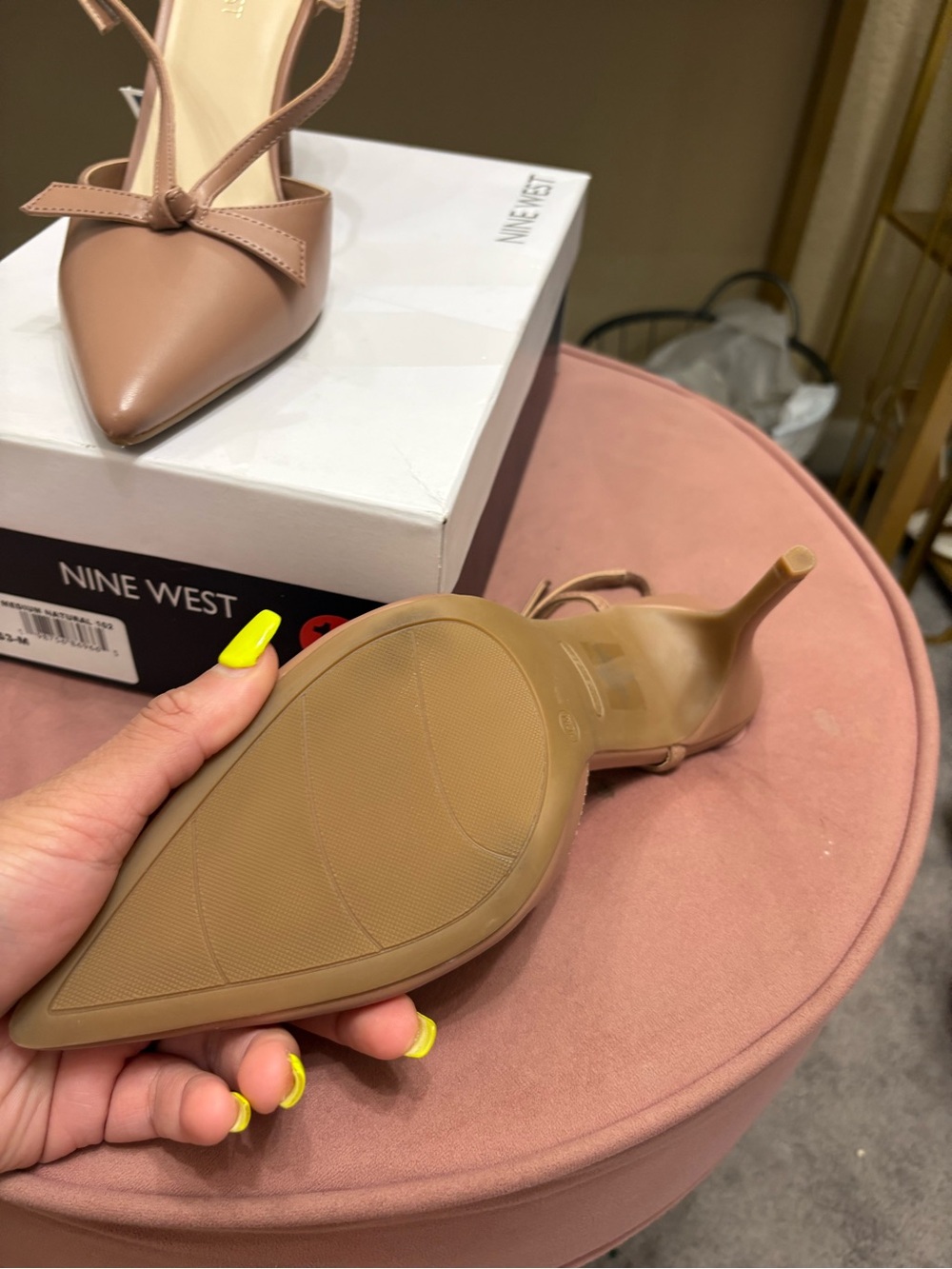 Nine West Nude/Tan Pointed-Toe Slingback Heels - Picture 5 of 5
